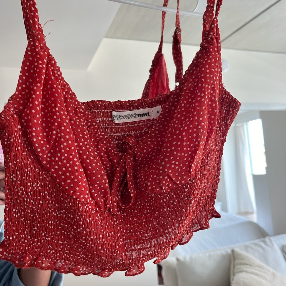 Red polkadot crop top
